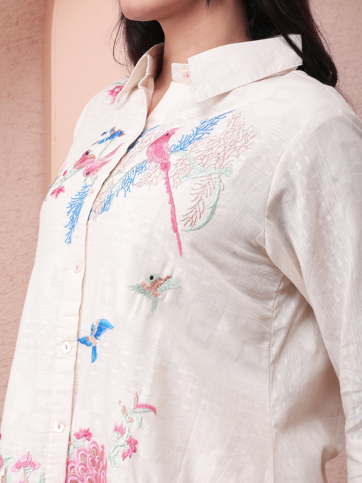 Peacock Garden Ivory Cotton Co-ord Set