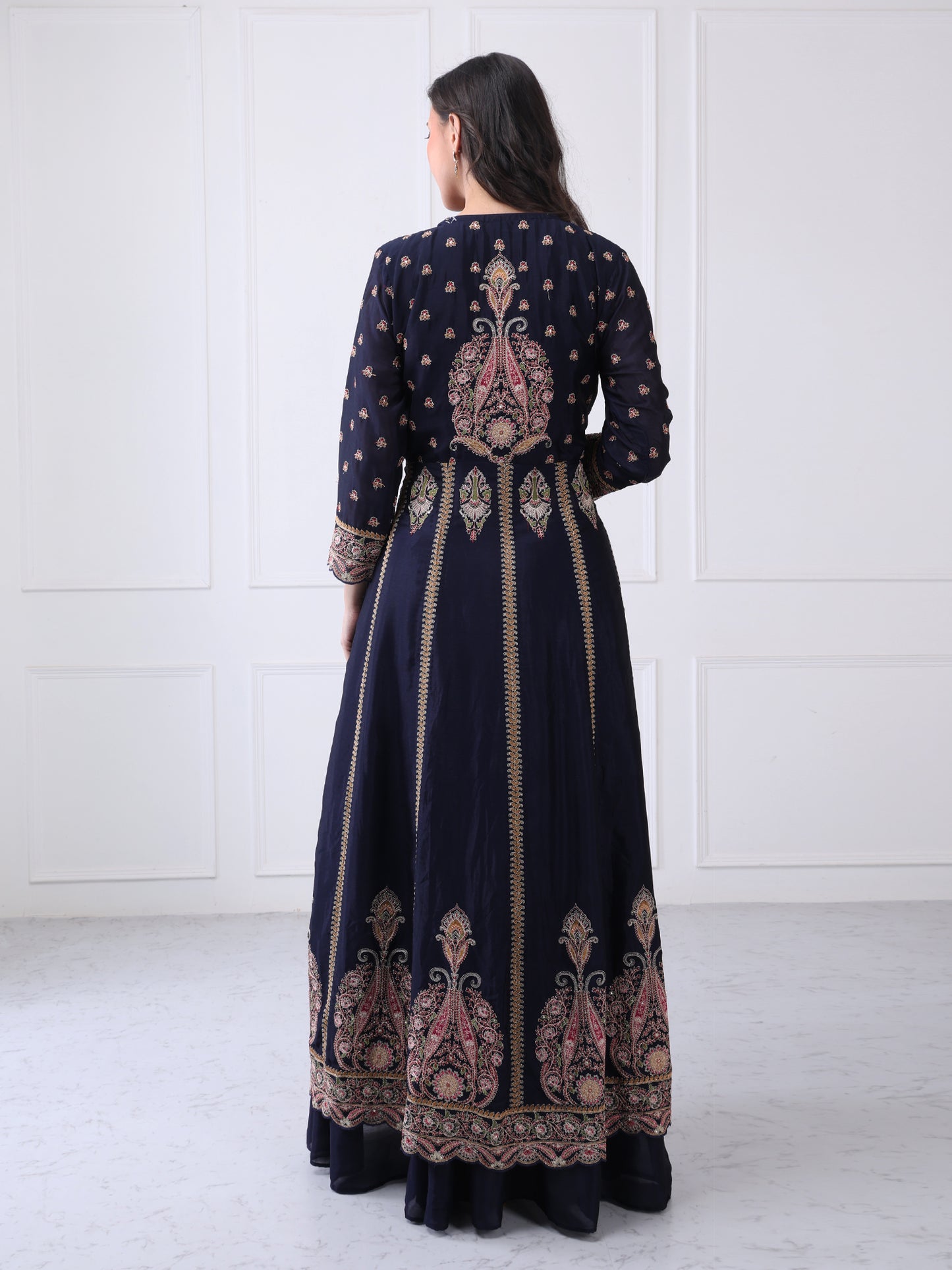 Blue Embroided Designer Gown - Partywear