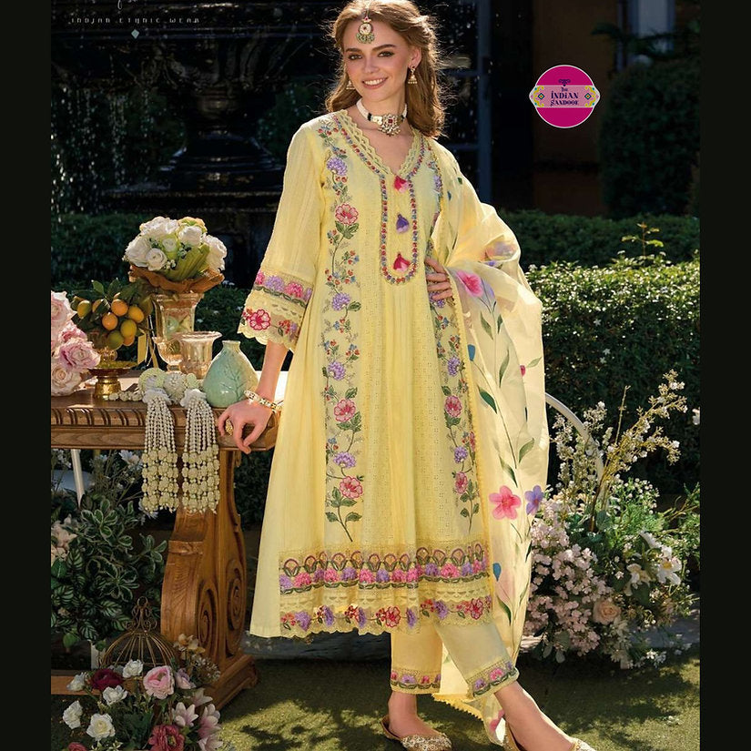 Pure Cotton Anarkali Kantha Hand Work - Summer Colors