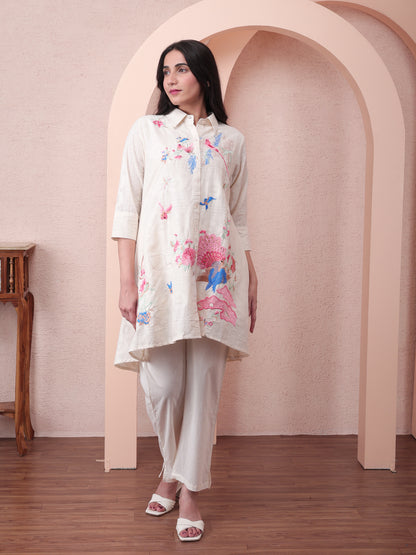 Peacock Garden Ivory Cotton Co-ord Set