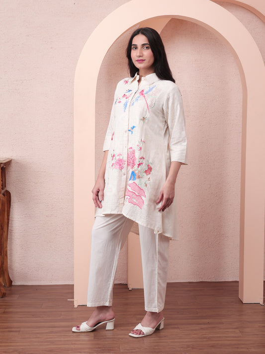 Peacock Garden Ivory Cotton Co-ord Set