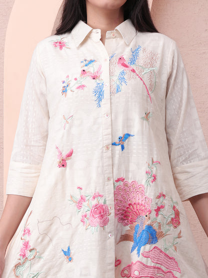 Peacock Garden Ivory Cotton Co-ord Set