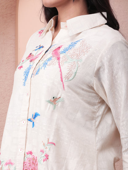 Peacock Garden Ivory Cotton Co-ord Set