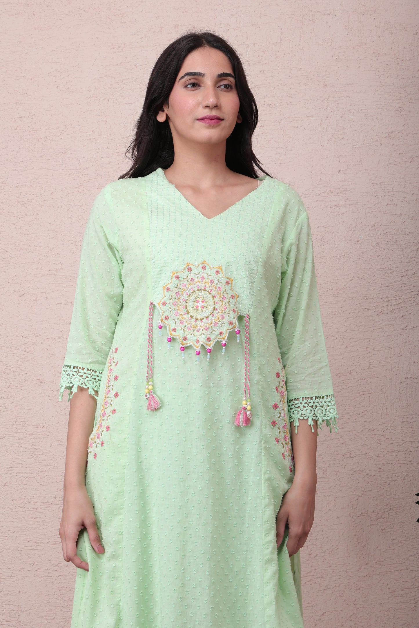 Mint Green Cotton Kurta Set with Dupatta