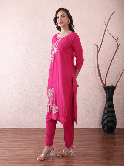 Fancy embroided pink kurta bottom and dupatta