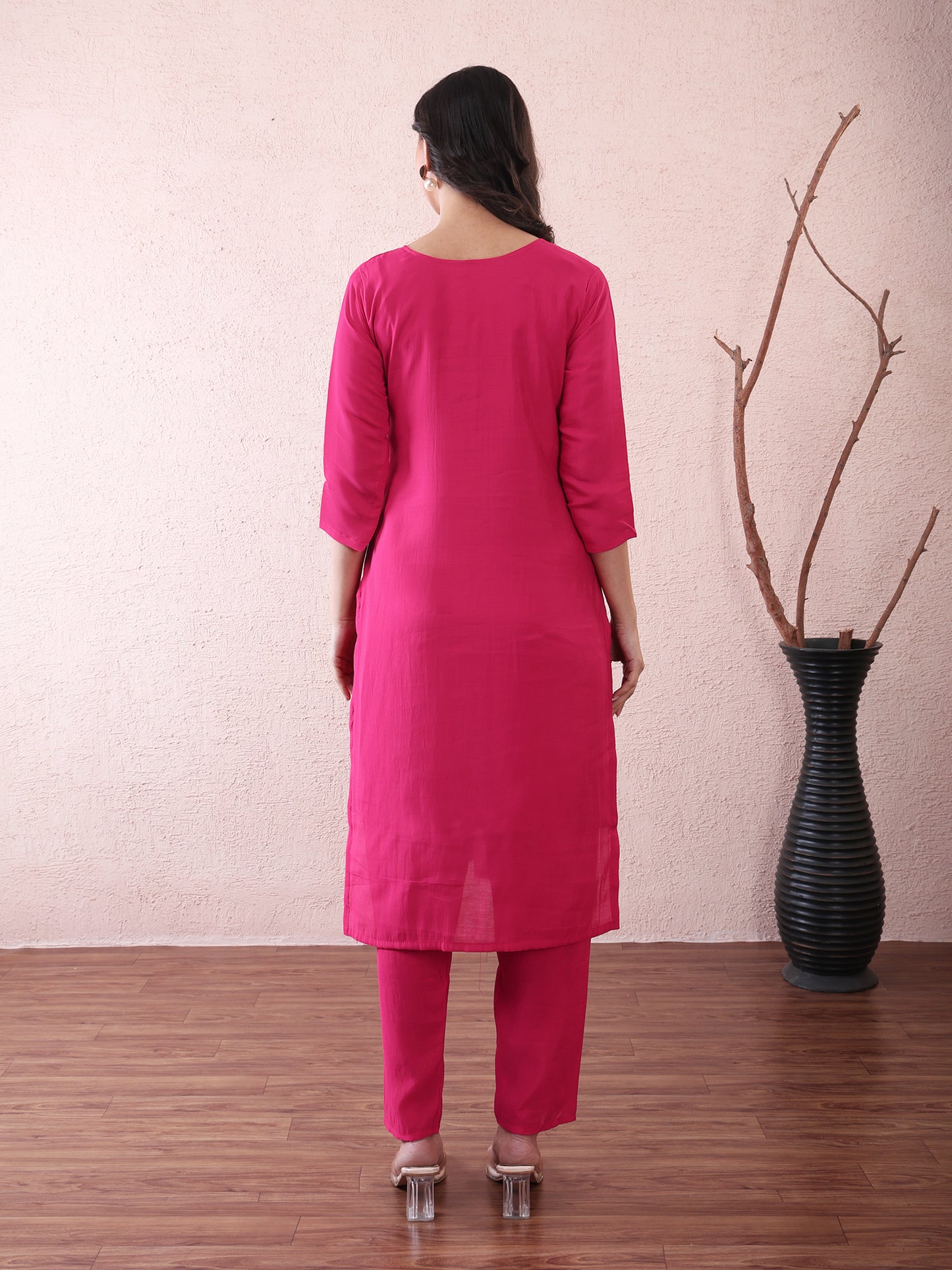 Fancy embroided pink kurta bottom and dupatta