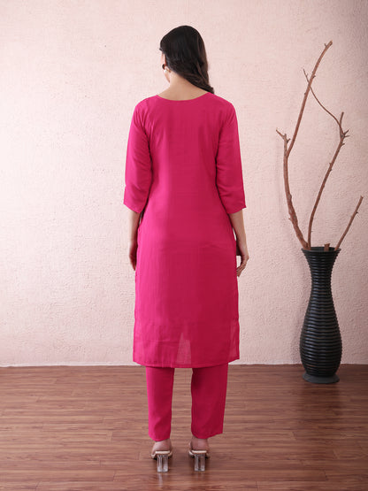 Fancy embroided pink kurta bottom and dupatta