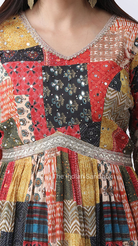 Festive Multicolor Georgette Anarkali Gown with Dupatta