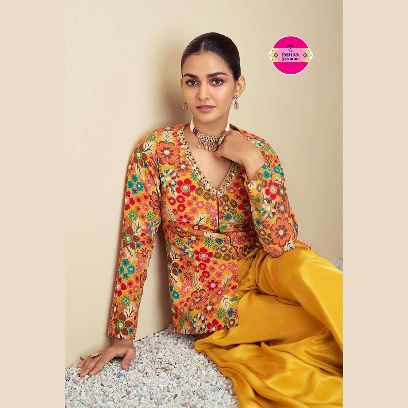Designer Yellow Patywear Indo Sharara