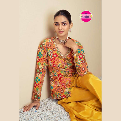 Designer Yellow Patywear Indo Sharara