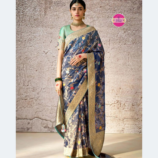 Banarasi With Delicate Floral Patterns, Zari And Silk Threads