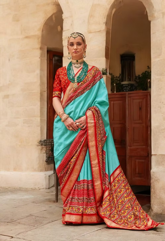 Printed Viscose Silk  Patola Saree